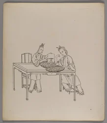Album de feuilles séparées : Culture et production de la soie
